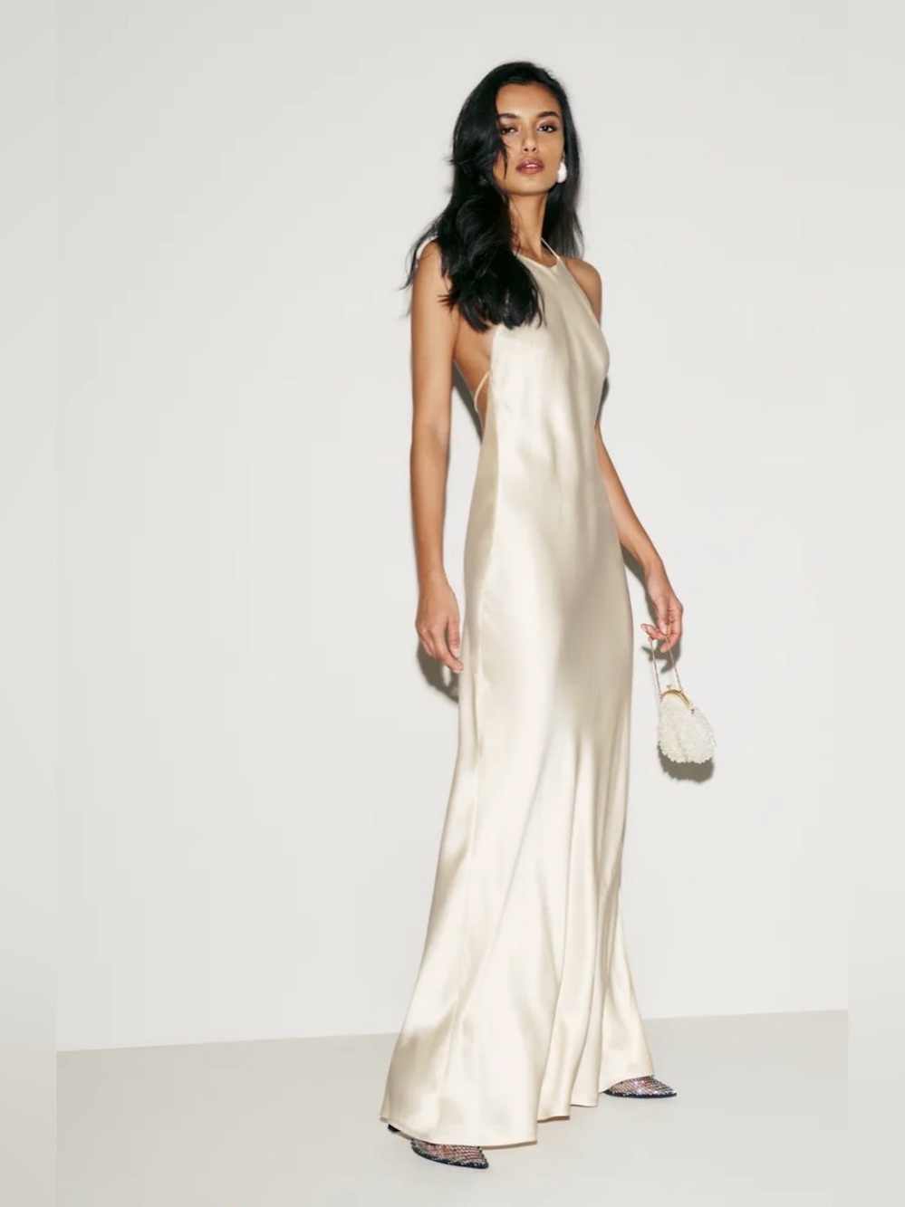 Reformation Jeany Silk Dress - Backless Halter Gown